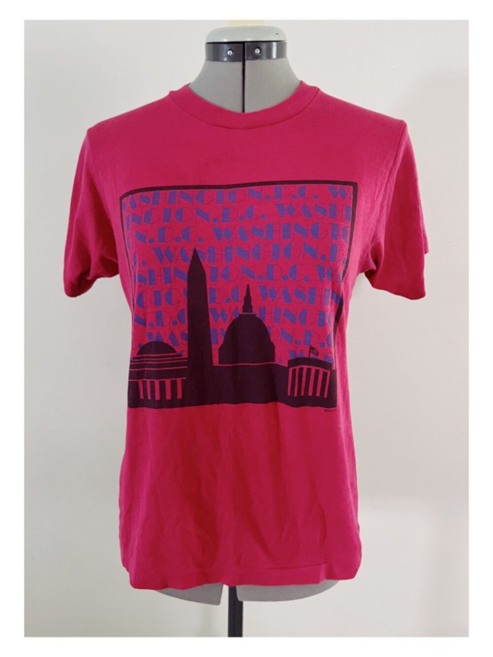 VTG Screen Stars Sz S Washington DC Tee Pink with Graphic Print